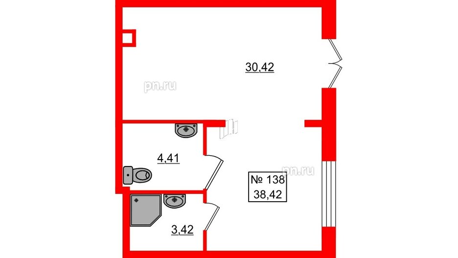 Помещение в ЖК Верево Сити, 38.42 м², 1 этаж