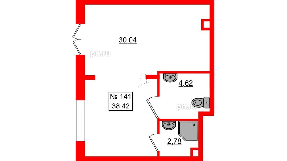 Помещение в ЖК Верево Сити, 38.42 м², 1 этаж