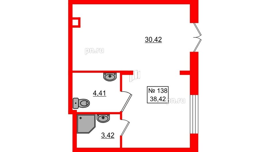 Помещение в ЖК Верево Сити, 38.42 м², 1 этаж