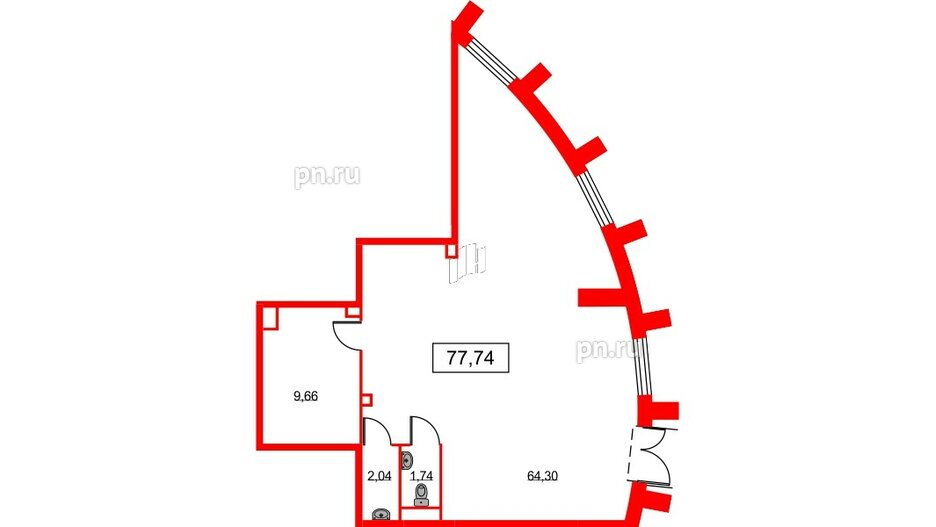 Помещение в ЖК Морская набережная.SeaView 2, 77.74 м², 1 этаж