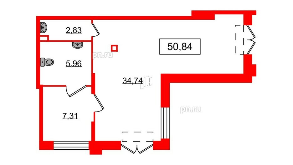 Помещение в ЖК Морская набережная.SeaView 2, 50.84 м², 1 этаж