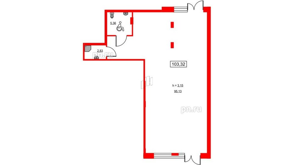 Помещение в ЖК ID Светлановский, 103.32 м², 1 этаж