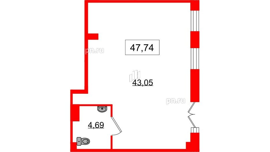 Помещение в ЖК ID Политех, 53.63 м², 1 этаж