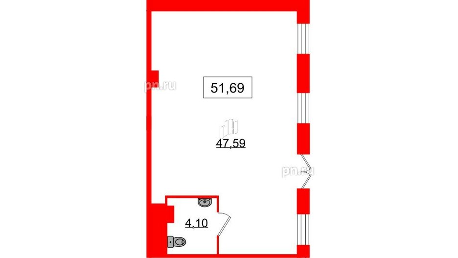 Помещение в ЖК ID Политех, 51.69 м², 1 этаж