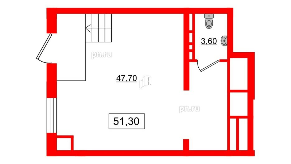 Помещение в ЖК ID Park Pobedy, 51.3 м², 1 этаж