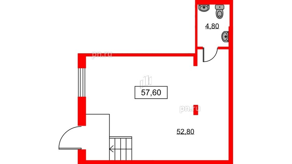 Помещение в ЖК ID Park Pobedy, 57.6 м², 1 этаж