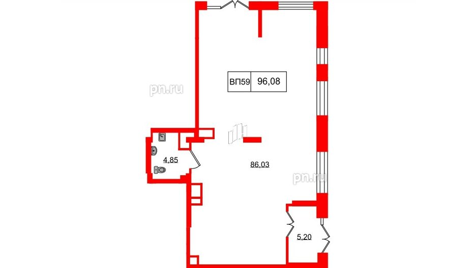 Помещение в ЖК Наука, 96.08 м², 1 этаж