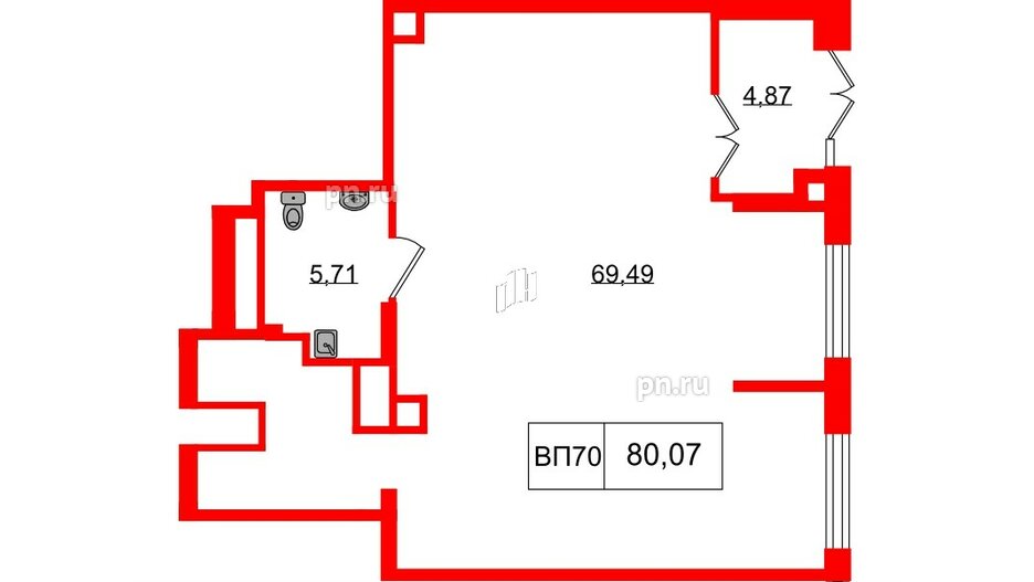 Помещение в ЖК Наука, 80.07 м², 1 этаж