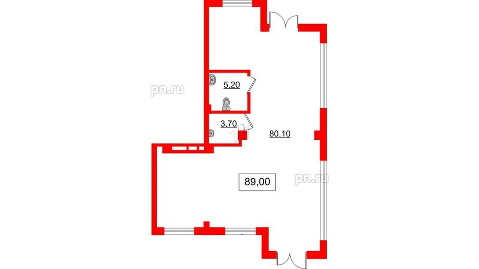 Помещение в ЖК ID Кудрово, 89 м², 1 этаж