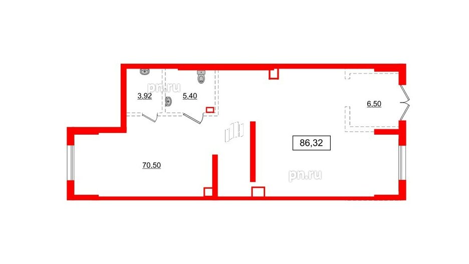 Помещение в ЖК Аквилон Leaves, 86.32 м², 1 этаж