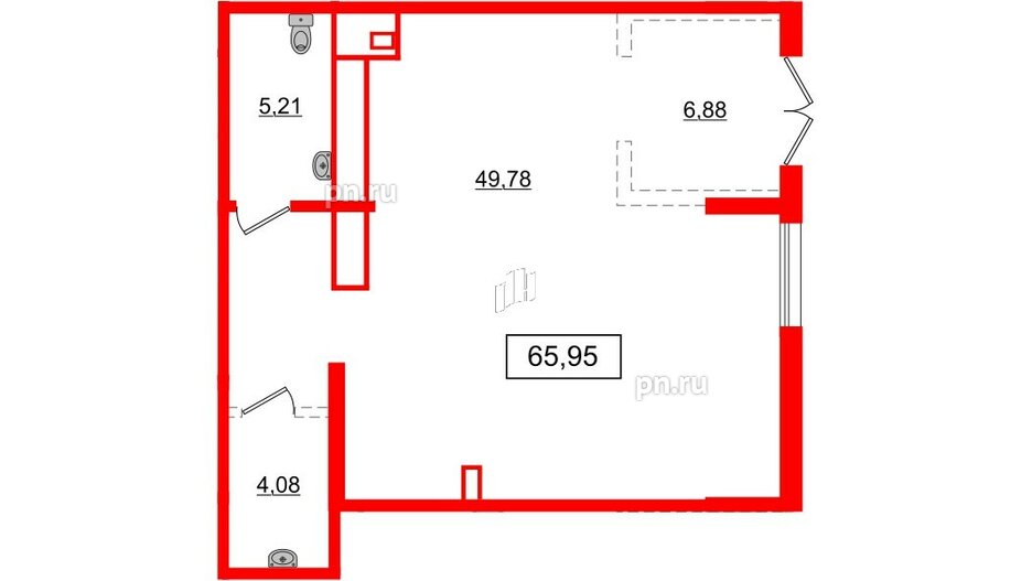 Помещение в ЖК Аквилон Leaves, 65.95 м², 1 этаж