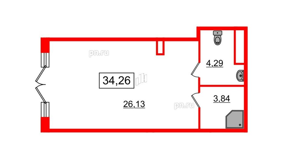 Помещение в ЖК Univer City, 34.26 м², 1 этаж