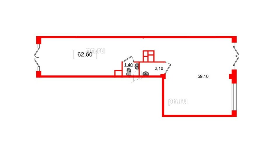 Помещение в ЖК Дубровский, 62.6 м², 1 этаж