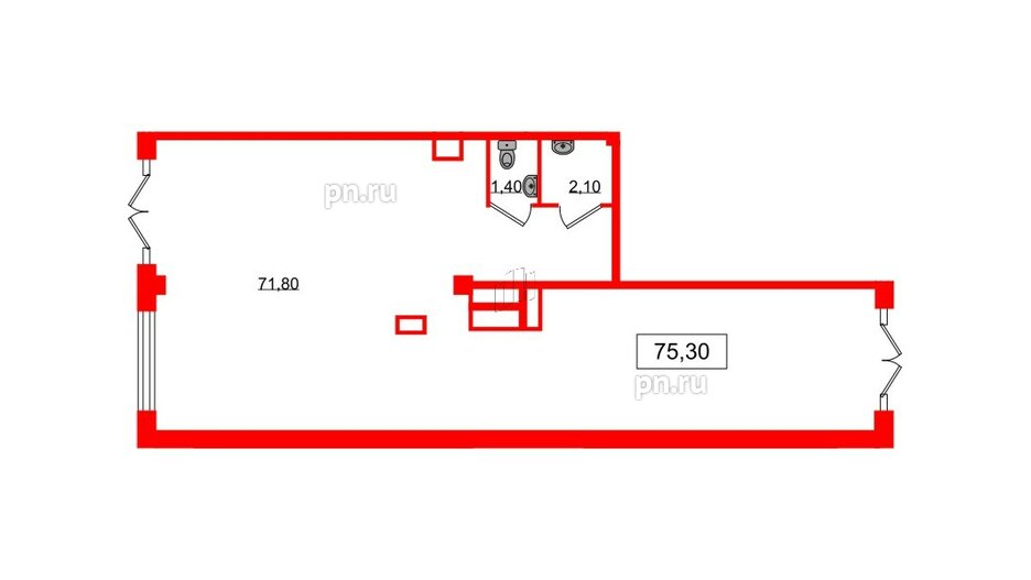 Помещение в ЖК Дубровский, 75.3 м², 1 этаж