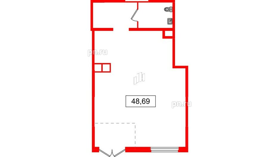 Помещение в ЖК Аквилон Янино, 48.68 м², 1 этаж
