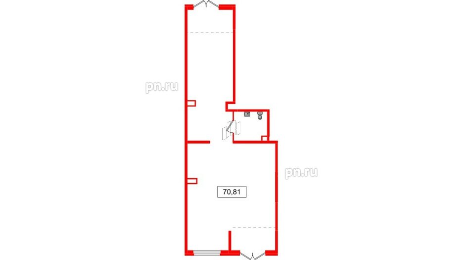 Помещение в ЖК Аквилон Янино, 70.81 м², 1 этаж