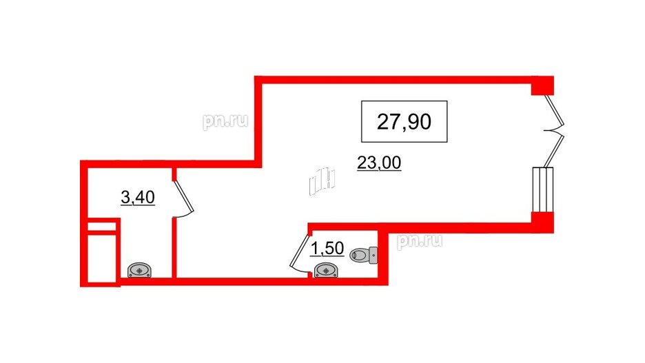 Помещение в ЖК Солнечный город. Резиденции, 27.9 м², 1 этаж