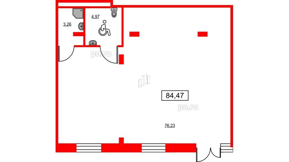 Помещение в ЖК ID Светлановский, 84.47 м², 1 этаж