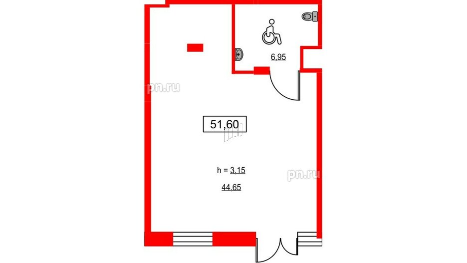 Помещение в ЖК ID Светлановский, 51.6 м², 1 этаж