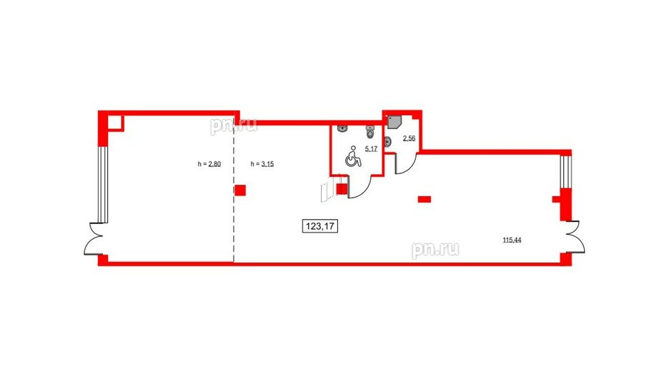 Помещение в ЖК ID Светлановский, 123.17 м², 1 этаж