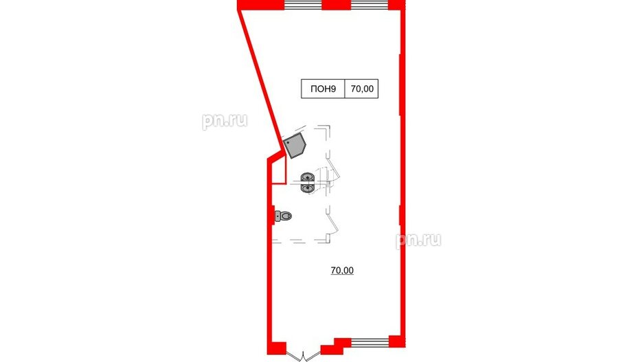 Помещение в ЖК Шкиперский, 19, 70 м², 1 этаж