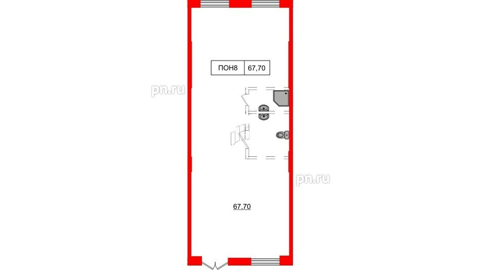 Помещение в ЖК Шкиперский, 19, 67.7 м², 1 этаж