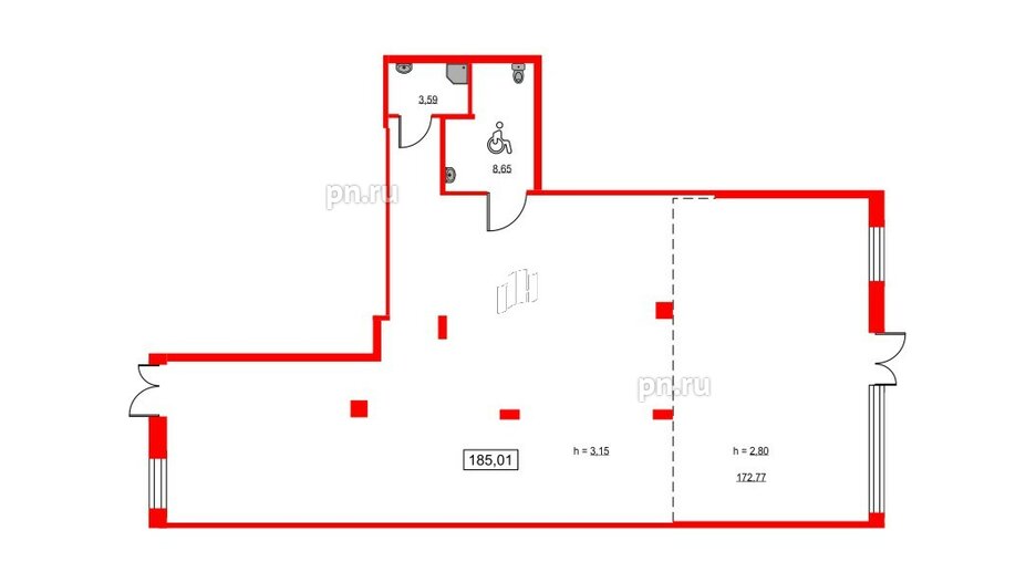 Помещение в ЖК ID Светлановский, 185.01 м², 1 этаж