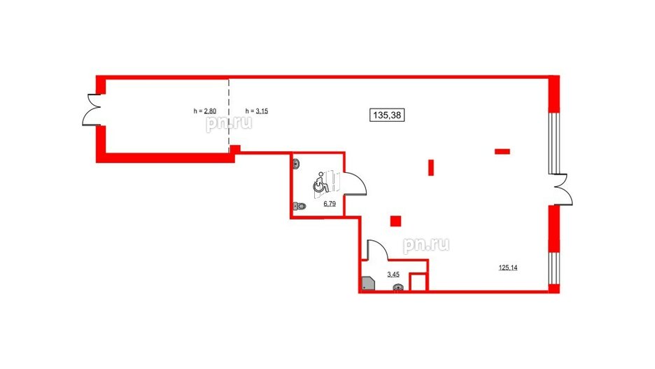 Помещение в ЖК ID Светлановский, 135.38 м², 1 этаж