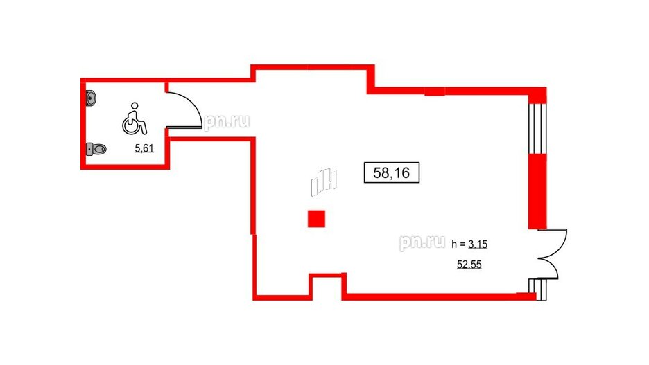 Помещение в ЖК ID Светлановский, 58.16 м², 1 этаж