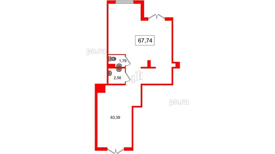 Помещение в ЖК Югтаун, 67.74 м², 1 этаж