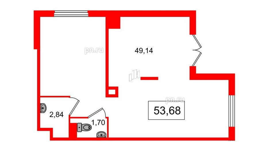 Помещение в ЖК Югтаун, 53.68 м², 1 этаж