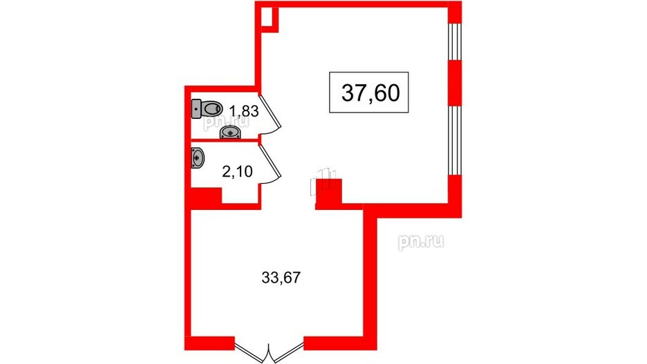 Помещение в ЖК Югтаун, 37.6 м², 1 этаж