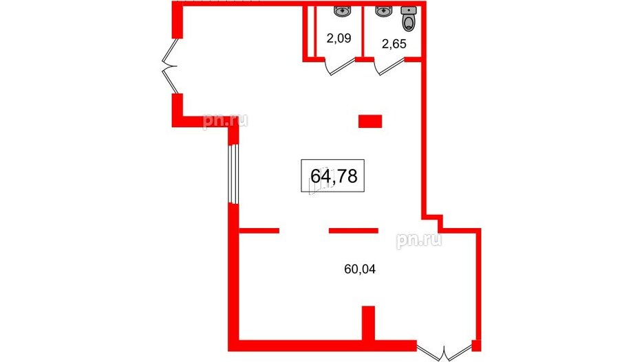 Помещение в ЖК Югтаун, 64.78 м², 1 этаж