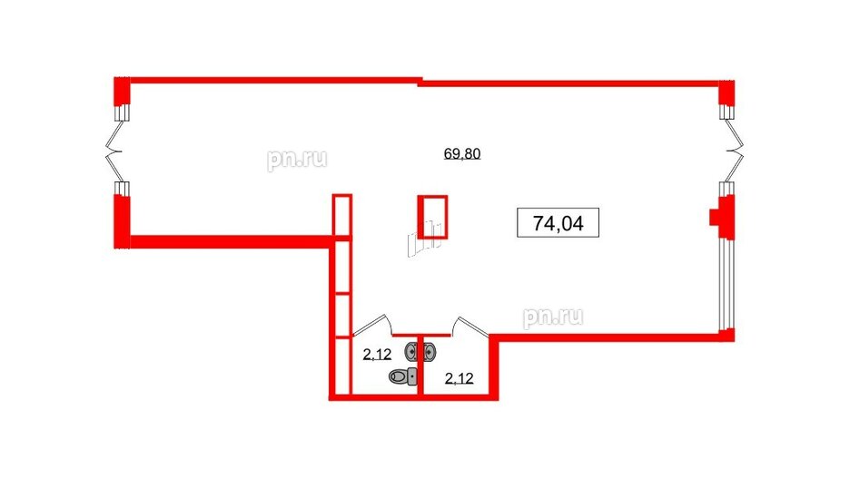 Помещение в ЖК Дубровский, 74.04 м², 1 этаж