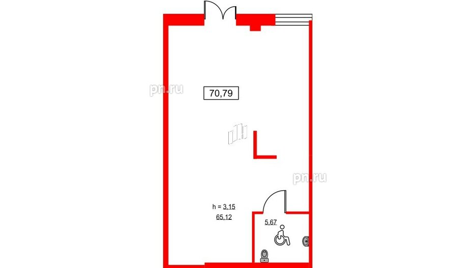 Помещение в ЖК ID Светлановский, 70.7 м², 1 этаж