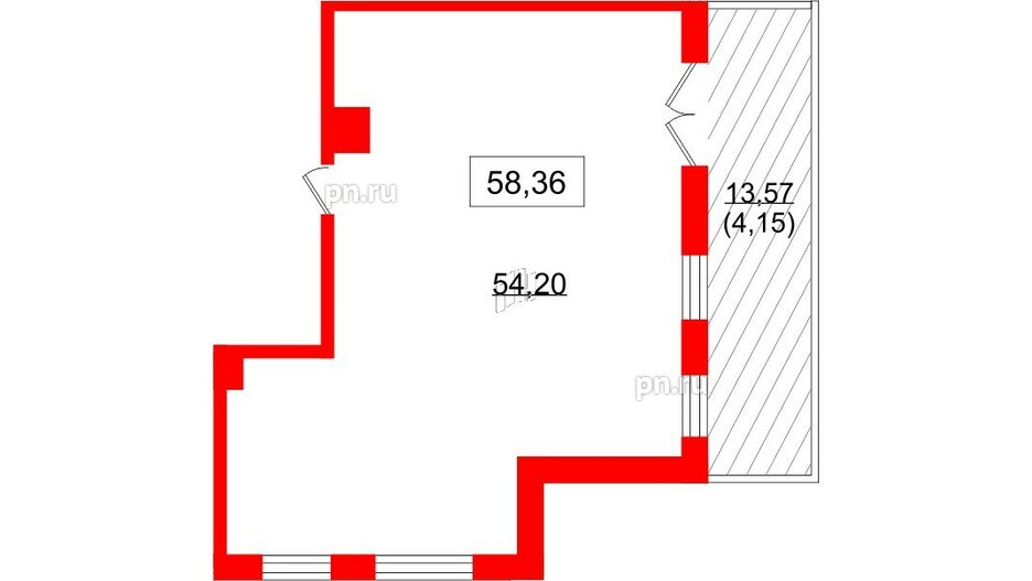 Помещение в ЖК ID Политех, 58.36 м², 2 этаж