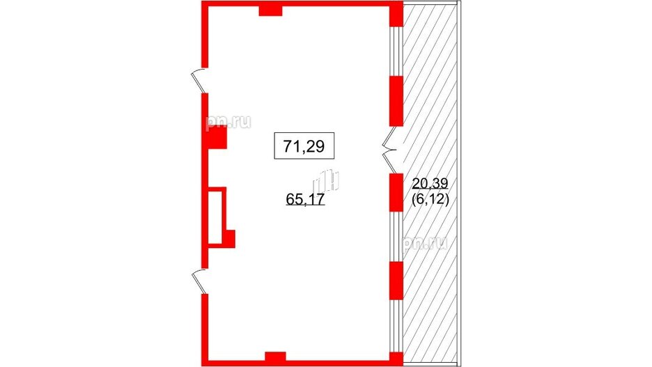 Помещение в ЖК ID Политех, 71.29 м², 2 этаж