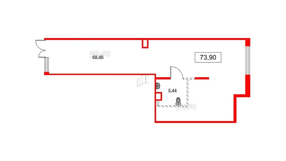 Помещение в ЖК Аквилон All in 3.0, 73.9 м², 1 этаж