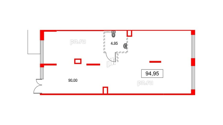 Помещение в ЖК Аквилон All in 3.0, 94.95 м², 1 этаж