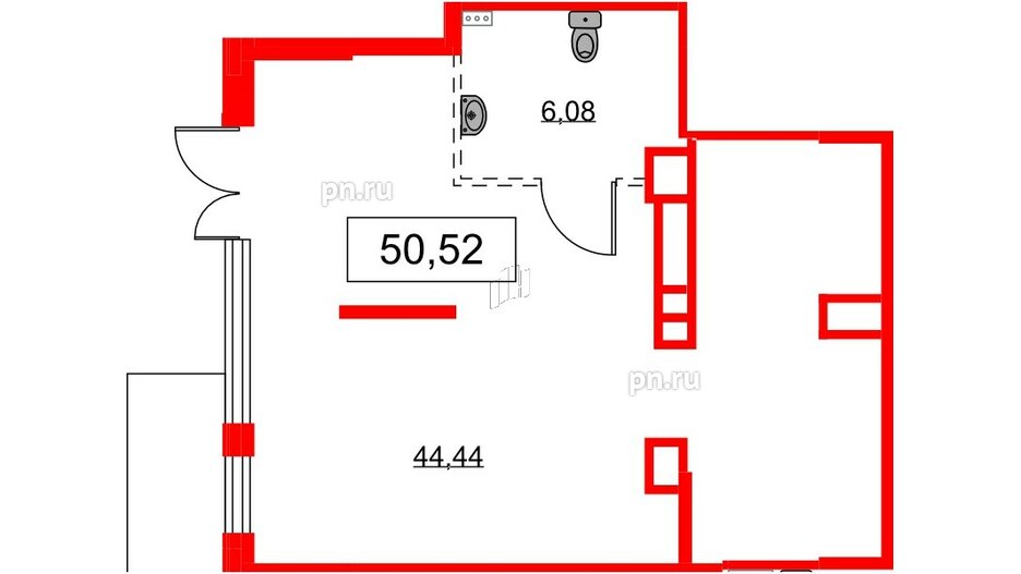 Помещение в ЖК Аквилон All in 3.0, 50.52 м², 1 этаж