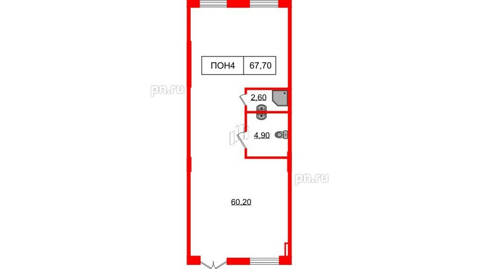 Помещение в ЖК Шкиперский, 19, 67.7 м², 1 этаж