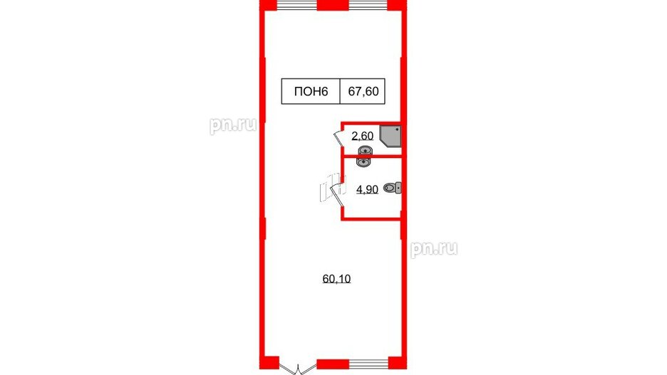 Помещение в ЖК Шкиперский, 19, 67.6 м², 1 этаж