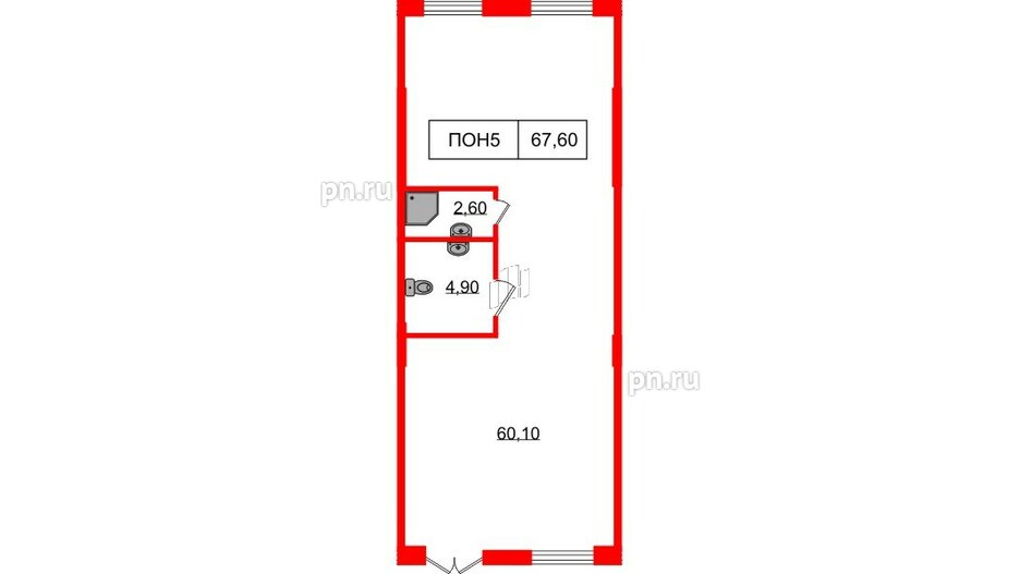 Помещение в ЖК Шкиперский, 19, 67.6 м², 1 этаж