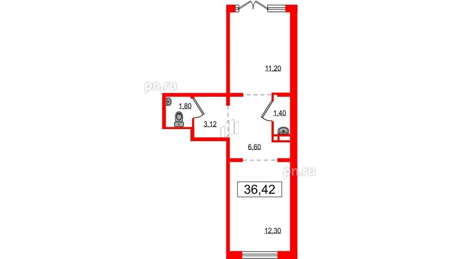 Помещение в ЖК Цветной город, 36.42 м², 1 этаж