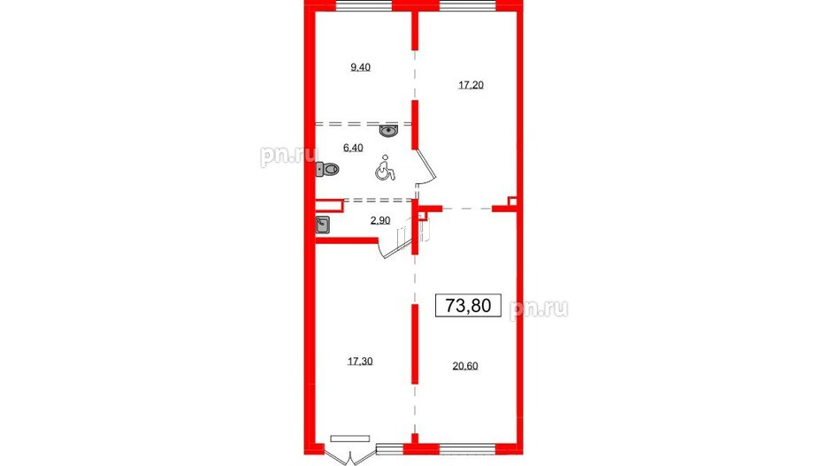 Помещение в ЖК Цветной город, 73.8 м², 1 этаж