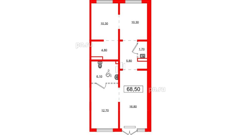 Помещение в ЖК Цветной город, 68.5 м², 1 этаж