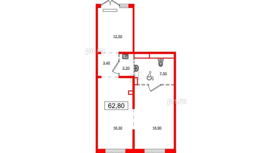 Помещение в ЖК Цветной город, 62.8 м², 1 этаж