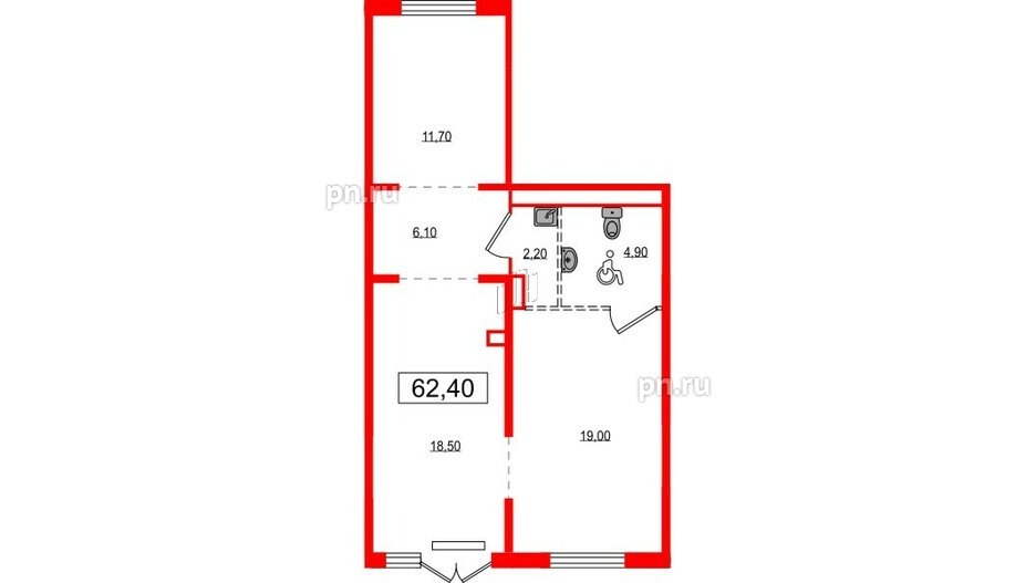 Помещение в ЖК Цветной город, 62.4 м², 1 этаж