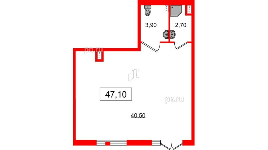 Помещение в ЖК Монография, 47.1 м², 1 этаж