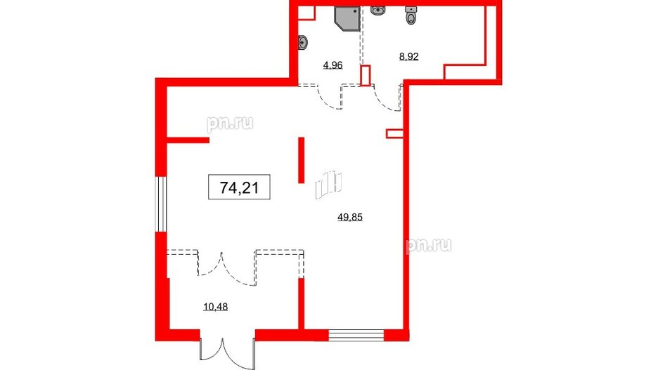 Помещение в ЖК Янинский лес, 74.21 м², 1 этаж